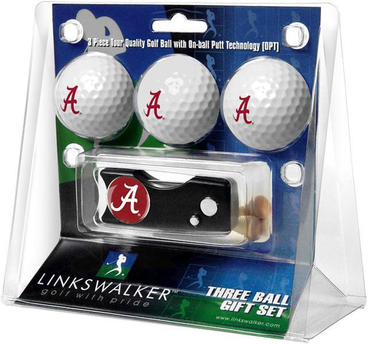 Alabama Crimson Tide - Spring Action Divot Tool 3 Ball Gift Pack - Linkswalkerdirect